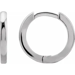 14K White Gold 12.5mm Huggie Hoop Earrings