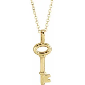 14K Yellow Gold Key Pendant 16-18