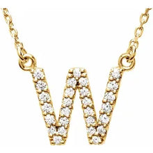 Load image into Gallery viewer, 14k Gold A-Z Upper Case Initial Natural Diamond 16&quot; Necklace In Multiple Colors
