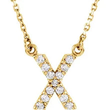 Load image into Gallery viewer, 14k Gold A-Z Upper Case Initial Natural Diamond 16&quot; Necklace In Multiple Colors
