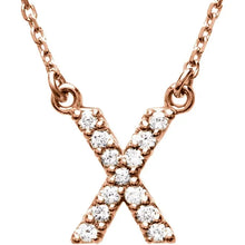 Load image into Gallery viewer, 14k Gold A-Z Upper Case Initial Natural Diamond 16&quot; Necklace In Multiple Colors
