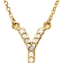 Load image into Gallery viewer, 14k Gold A-Z Upper Case Initial Natural Diamond 16&quot; Necklace In Multiple Colors
