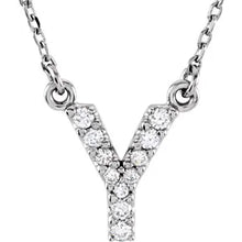 Load image into Gallery viewer, 14k Gold A-Z Upper Case Initial Natural Diamond 16&quot; Necklace In Multiple Colors
