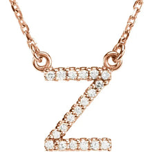 Load image into Gallery viewer, 14k Gold A-Z Upper Case Initial Natural Diamond 16&quot; Necklace In Multiple Colors
