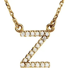 Load image into Gallery viewer, 14k Gold A-Z Upper Case Initial Natural Diamond 16&quot; Necklace In Multiple Colors
