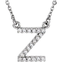 Load image into Gallery viewer, 14k Gold A-Z Upper Case Initial Natural Diamond 16&quot; Necklace In Multiple Colors
