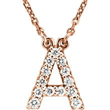 Load image into Gallery viewer, 14k Gold A-Z Upper Case Initial Natural Diamond 16&quot; Necklace In Multiple Colors
