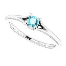 Load image into Gallery viewer, Jan-Dec 14K White Gold Youth Solitaire BIRTHSTONE Rings - Size 3
