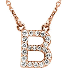 Load image into Gallery viewer, 14k Gold A-Z Upper Case Initial Natural Diamond 16&quot; Necklace In Multiple Colors
