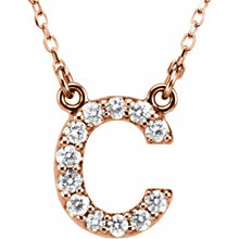 Load image into Gallery viewer, 14k Gold A-Z Upper Case Initial Natural Diamond 16&quot; Necklace In Multiple Colors
