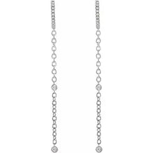 Load image into Gallery viewer, 14K White Gold 1/4 cttw Natural Diamond Hinged Hoop Chain Earrings
