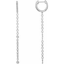 Load image into Gallery viewer, 14K White Gold 1/4 cttw Natural Diamond Hinged Hoop Chain Earrings
