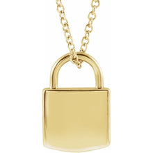 Load image into Gallery viewer, 14K Yellow Gold 12.02x8mm Lock Pendant 16-18&quot; Necklace
