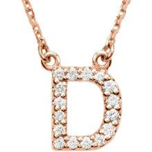 Load image into Gallery viewer, 14k Gold A-Z Upper Case Initial Natural Diamond 16&quot; Necklace In Multiple Colors
