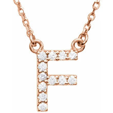 Load image into Gallery viewer, 14k Gold A-Z Upper Case Initial Natural Diamond 16&quot; Necklace In Multiple Colors
