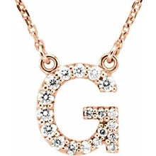 Load image into Gallery viewer, 14k Gold A-Z Upper Case Initial Natural Diamond 16&quot; Necklace In Multiple Colors
