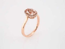 Load and play video in Gallery viewer, 14K Rose Gold Oval Natural Morganite &amp; 1/8cttw Natural Diamond Ring - Sizes 6-8
