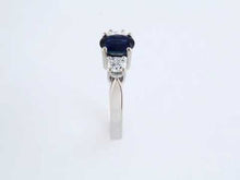 Load and play video in Gallery viewer, 14K White Gold 1ct Oval Natural Blue Sapphire &amp; 3/8cttw Natural Diamond Ring - Size 6
