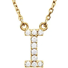 Load image into Gallery viewer, 14k Gold A-Z Upper Case Initial Natural Diamond 16&quot; Necklace In Multiple Colors
