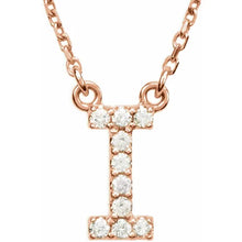 Load image into Gallery viewer, 14k Gold A-Z Upper Case Initial Natural Diamond 16&quot; Necklace In Multiple Colors
