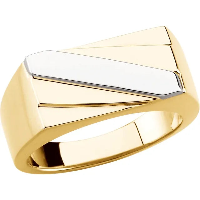 14K Yellow/White Signet Ring - Size 11