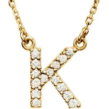 Load image into Gallery viewer, 14k Gold A-Z Upper Case Initial Natural Diamond 16&quot; Necklace In Multiple Colors
