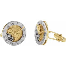 Load image into Gallery viewer, 14K White/Yellow Clock Design Cuff Links
