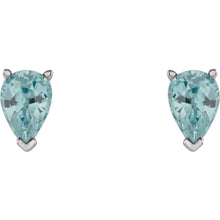 Load image into Gallery viewer, 14K White Gold 2/3cttw Natural Blue Zircon Pear Shape Earrings
